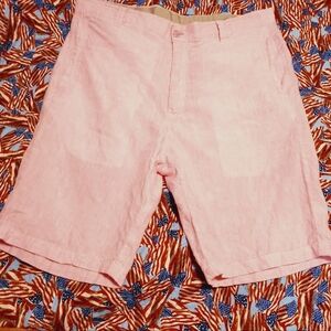AMIANI Men's Pink Bermuda 100% Linen Shorts